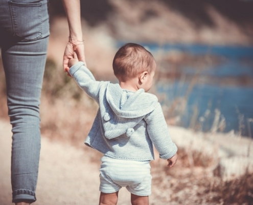 relocating with children parent and child walking