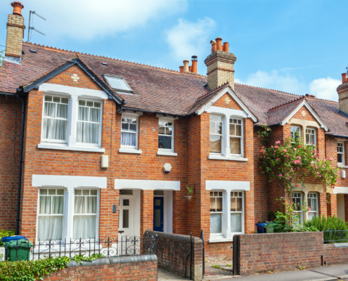 Typical brick town house in Oxford. Oxfordshire, England, UK