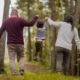 A family walking in a forest