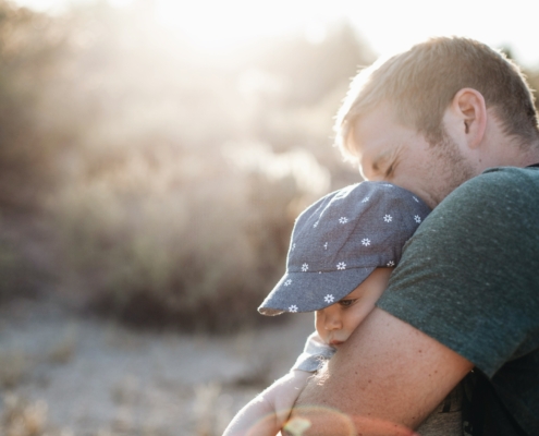 A father holding his child