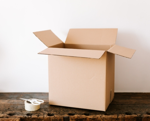 An open cardboard box