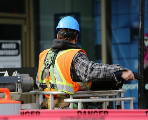 Builder working on a building site